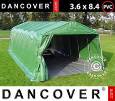 Portable garage PRO 3.6x8.4x2.68 m PVC, with ground cover, Green/Grey