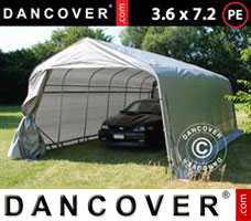 Portable garage PRO 3.6x7.2x2.68 m PE, with ground cover, Grey